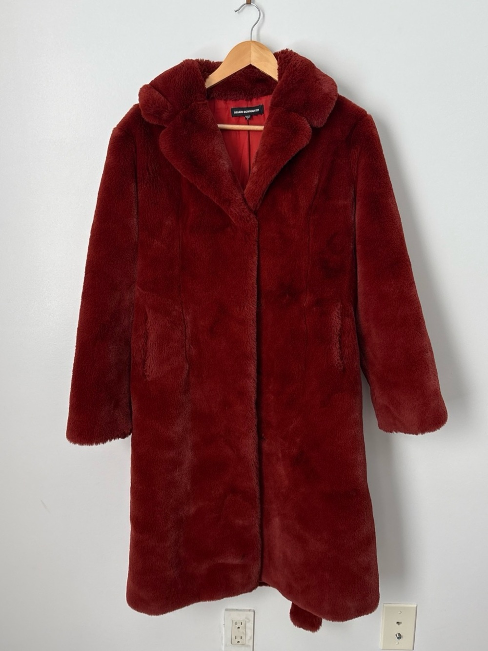 Allen Schwartz Red Faux Fur Coat